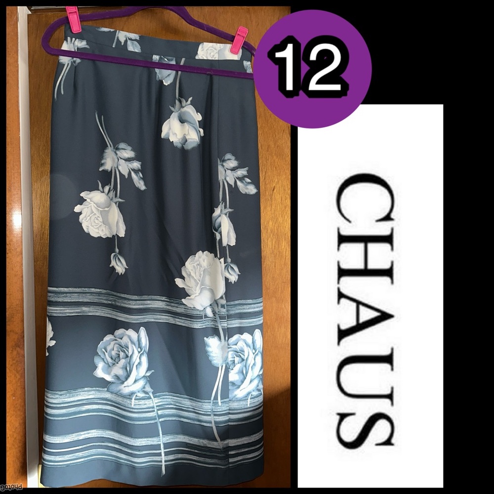12 Chaus Women's Floral Wrap Skirt Fully Lined Vintage 80s 90s